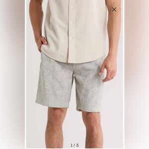 New 14th & Union Linen Blend Trim Fit Men Shorts Grey